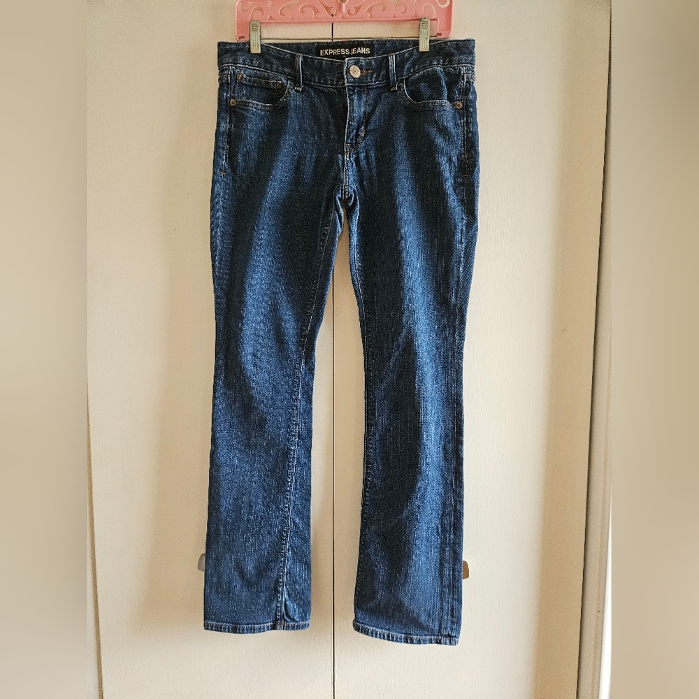 Express Women's Blue Straight Leg Jeans Back Packets Size 10 R